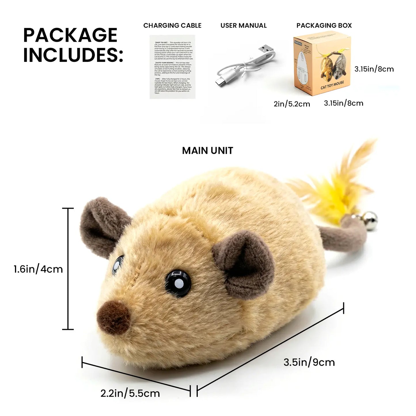 Geoorood Automatic Electric Cat Toy with Random Movement – USB Rechargeable Mouse Toy for Indoor Cats, Keeps Them Active & Entertained