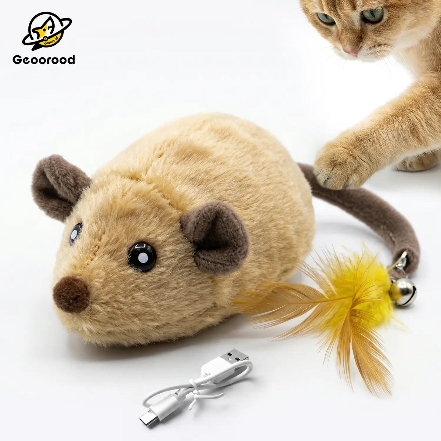Geoorood Automatic Electric Cat Toy with Random Movement – USB Rechargeable Mouse Toy for Indoor Cats, Keeps Them Active & Entertained